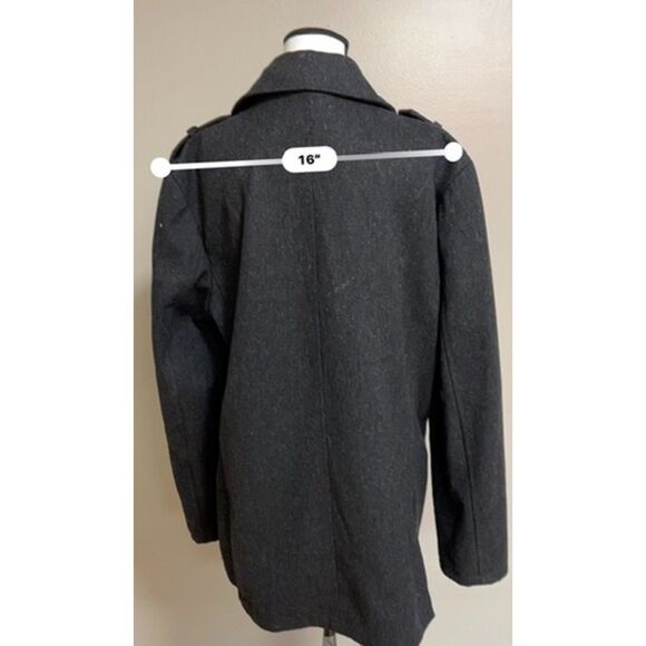 Express charcoal colored double-breasted wool blend coat. Size L(M)/XL(W) - Picture 5 of 9